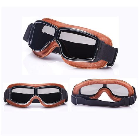 Latest Retro Universal Folding Leather Goggles Vintage Motorcycle Goggles Jet Pilot Sunglasses