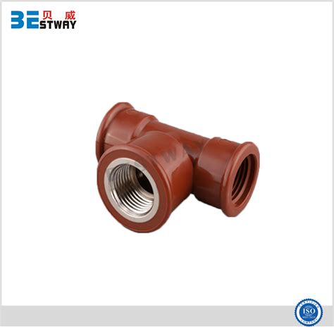 Factory Supply Red Color Pn16 Pipe Fitting Pph Female Tee China PVC