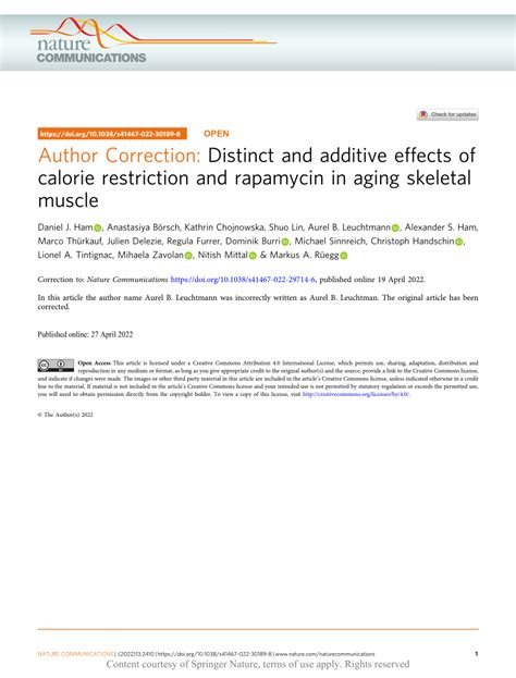 Pdf Author Correction Distinct And Additive Effects Of Calorie