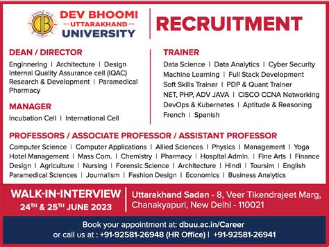 Associate Professor Job Vacancy At Dev Bhoomi Uttarakhand University