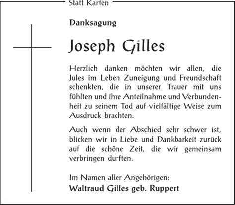 Traueranzeigen Von Joseph Gilles Aachen Gedenkt