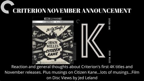 Criterion November Releases First 4K Title Information And Citizen