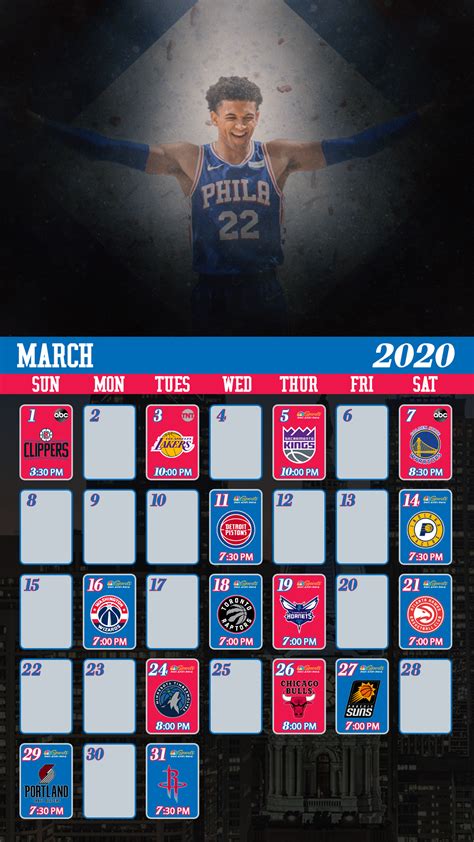 Sixers March Schedule Mobile Wallpaper : r/sixers