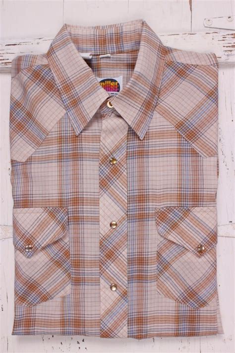 Vintage Miller Western Shirt Mens 16 12 35 Pearl Snap