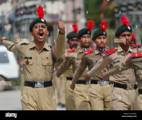 The Ncc Cadets National Cadets Corps Perform Drills During A Combined