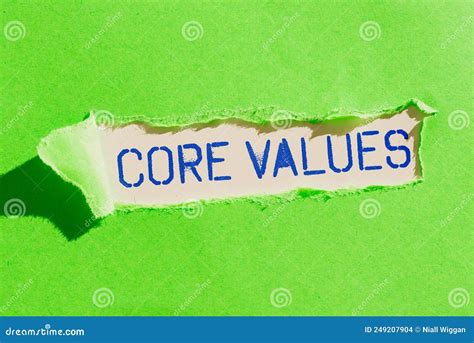 Writing Displaying Text Core Values Business Approach Belief Person Or