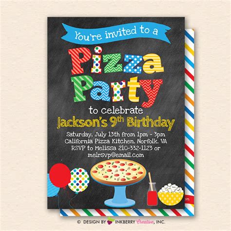 Pizza Party Invitation Pizza Party Invite Chalkboard Boys / Kids ...