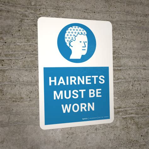 Hairnets Must Be Worn With Icon Portrait Wall Sign