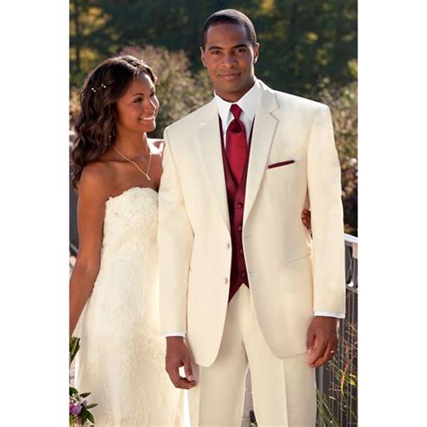 Custom Made Ivory Wedding Suits For Men Bespoke Notch Lapel Ivory