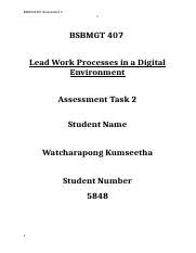 BSBMGT407 Assessment 2 1 Docx BSBMGT407 Assessment 2 1 BSBMGT 407