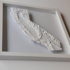 California 3D Topographic Map 3D State Map of California Wall Art 3D ...