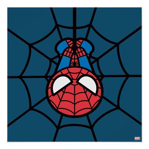 Kawaii Spider Man Hanging Upside Down Poster Zazzle Dessins Faciles