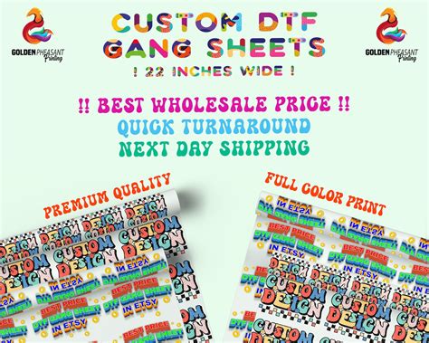 Custom Gang Sheet Full Color Dtf Dtf Transfers Ready To Press Direct