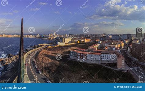 La Coruna Aerial View In Coastal City Galiciaspain Stock Image