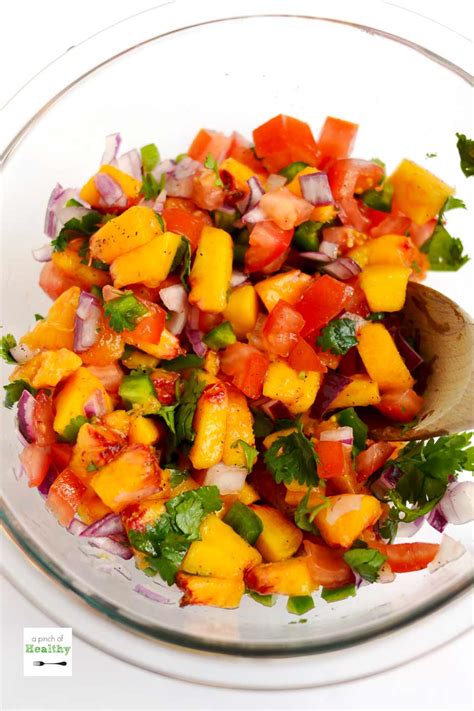 Peach Salsa Easy 6 Ingredients A Pinch Of Healthy