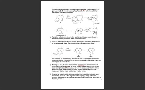 The Enzyme Germacrene D Synthase GDS Catalyses The Chegg