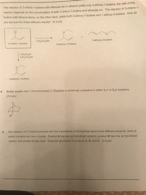 Solved The Reaction Of 3 Chloro 1 Butene With Ethoxide Ion