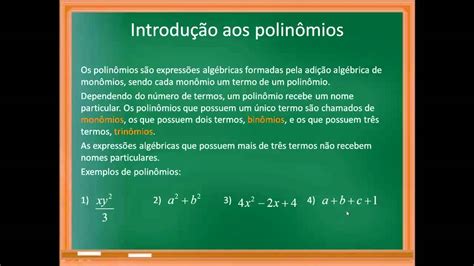 Introdução Aos Polinômios Aula 01 Parte 1 De 2 Youtube