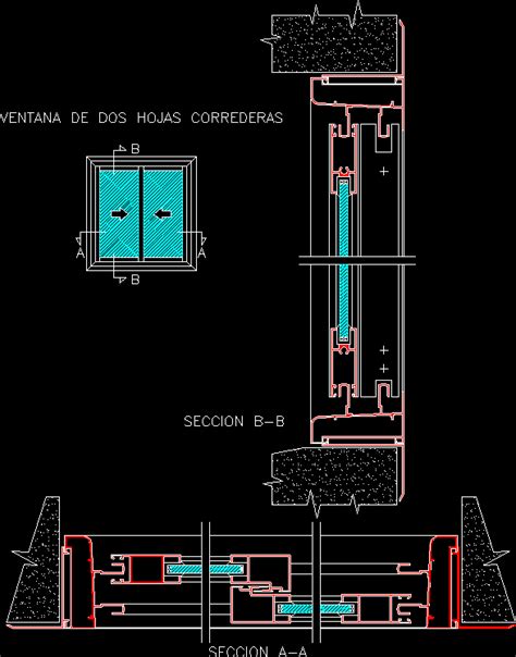 Ventana De Hojas Corrediza En Autocad Librer A Cad