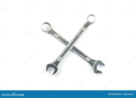 Wrench Cross Isolated On White Background Stock Photo - Image of ...