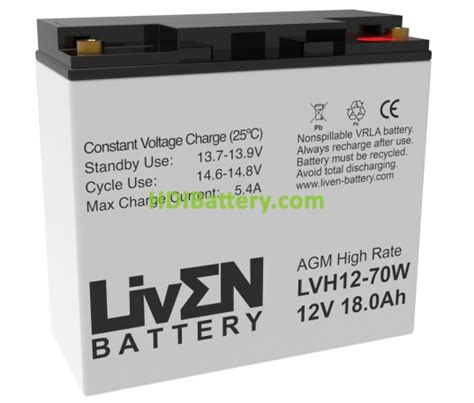 Batería de plomo AGM LVH12 48W Liven Battery 12 Voltios 18 Amperios