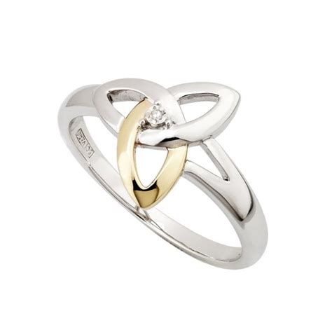 Solvar Sterling Silver Gold Diamond Trinity Ring Jewelry From Adams