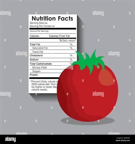 Nutrition Facts Of Tomato Label Content Template Stock Vector Image