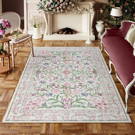 Amazon Lahome Boho Purple Floral X Area Rugs Machine Washable