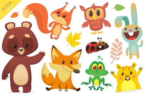 Cartoon forest animals. Vector set | Custom-Designed Illustrations ...