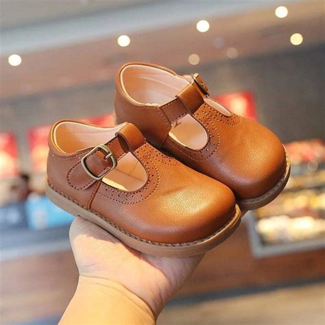 Kids School Shoes Fretwork Platform Girls Princess Shoes T Strap Buckle