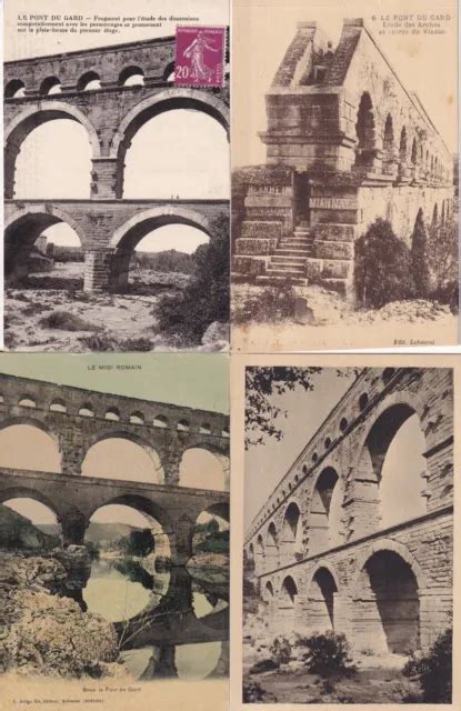 LOT DE 4 Cartes Postales Anciennes Postcards NIMES LE PONT DU GARD 1