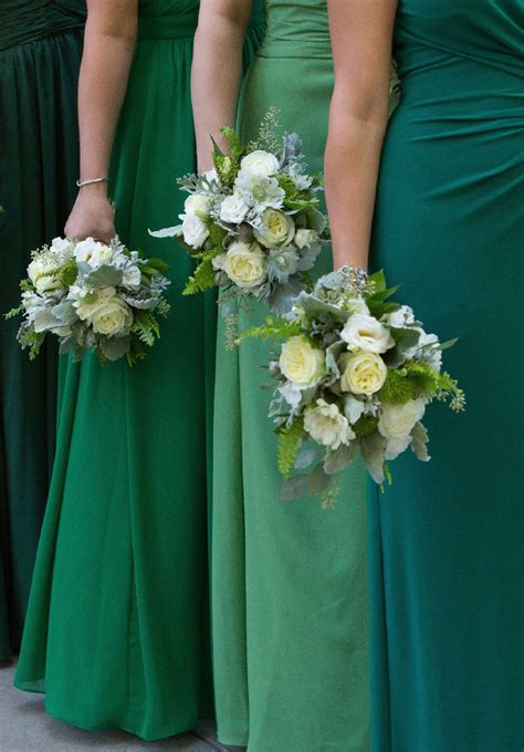 Rustic Redwood Wedding Green Bridesmaid Dresses Emerald Clover