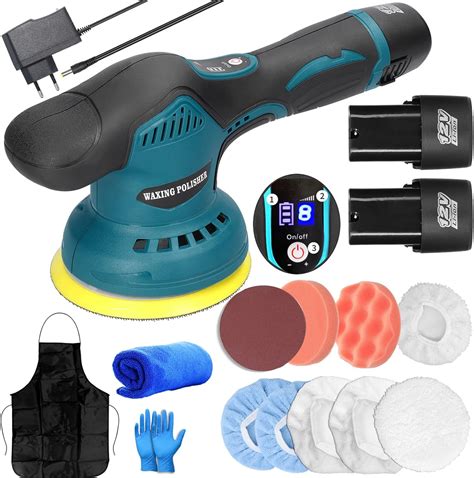 Cordless Car Buffer Polisher Portable Polisher With 2pcs 12v Lithium Batteries 8