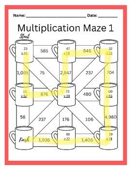 Multi Digit Math Multiplication Mazes Winter Theme Nbt B Nbt B