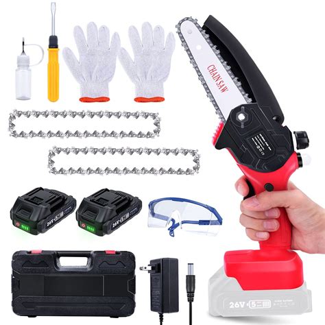 Mini Chainsaw 6 Inch Etship Electric Chainsaw Cordless Chain Saw With 2 Large Capacity Battery