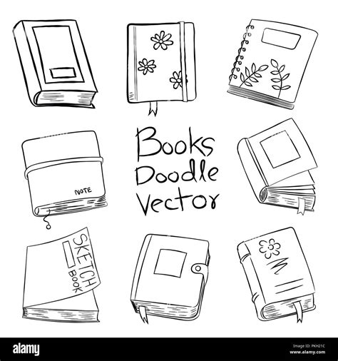 Libri Doodle Vettore Disegnati A Mano Per Il Libro Da Colorare Isolati