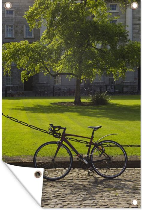 Tuinposters Buiten Een Fiets Voor Een Veld Bij Het Trinity College