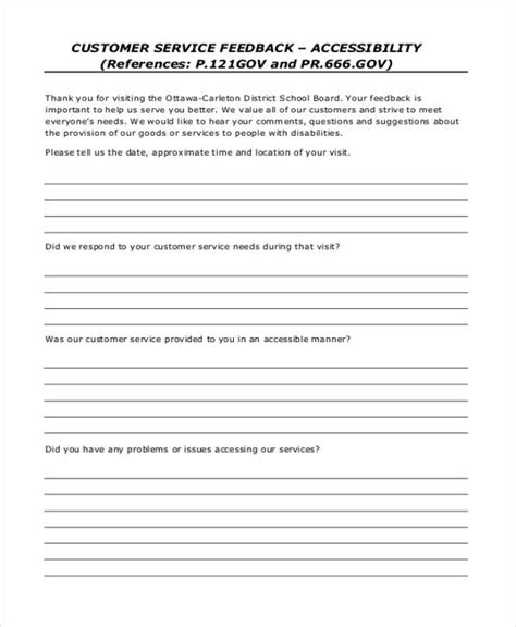 Free 13 Sample Customer Feedback Forms In Ms Word Pdf Excel