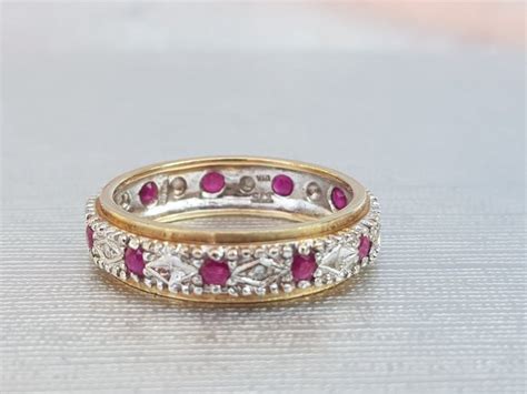 Vintage Ruby Diamond Gold Eternity Ring 9ct 375 Yellow Catawiki