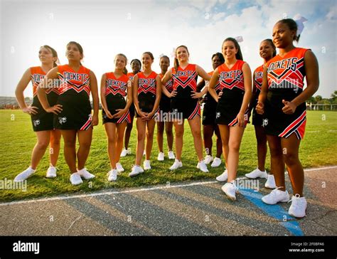 Leesburg Jv Cheerleaders Listen To Their Coach After A Jv High School