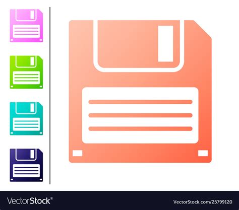 Coral Floppy Disk For Computer Data Storage Icon Vector Image