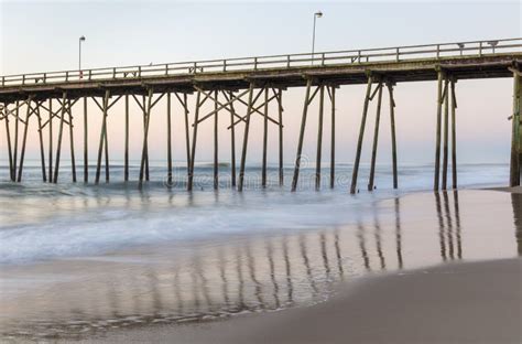 Fishing Pier at Kure Beach, North Carolina Stock Image - Image of seascape, atlantic: 100009591