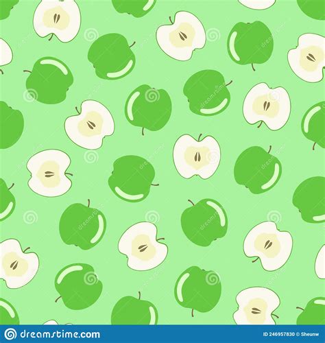 Seamless Apple Pattern Hand Drawn Design Trendy Summer Background