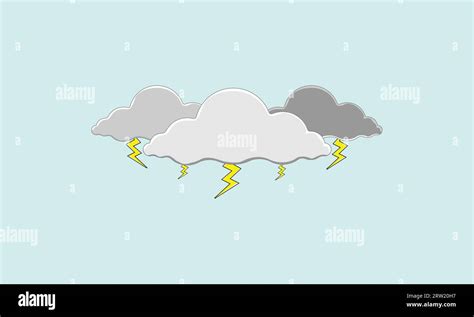 Lightning Raining Clouds Vector Illustration Stock Vector Image And Art