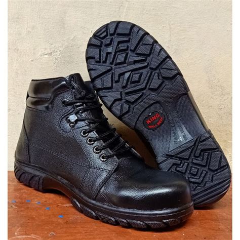 Jual OT99 Sepatu Safety King W25 Kulit Asli Semi Booth Ujungnya Besi