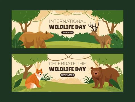 Plantilla de banner horizontal del día mundial de la vida silvestre