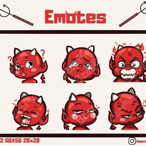 Cute Devil Twitch Discord Emote Pack Etsy