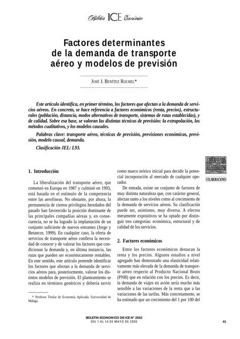 PDF Factores determinantes de la demanda de transporte aéreo y