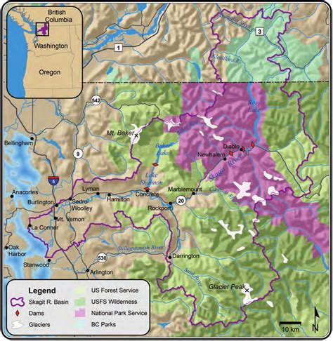 Key Geographic Features Of The Skagit River Basin Note That Only The Download Scientific