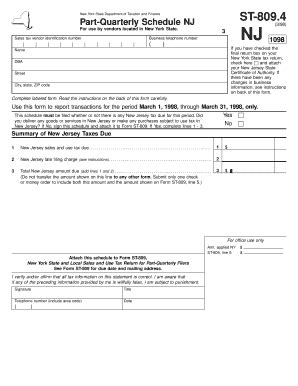 Fillable Online Tax Ny Form ST 809 4 Tax Ny Fax Email Print PdfFiller